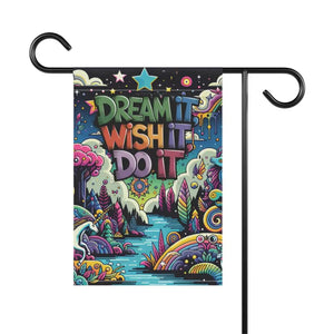 Home Decor - Dipaliz Dream Banner 12x18 Poly Poplin Canvas Black Lined Garden Flag