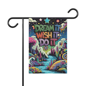 Home Decor - Dipaliz Dream Banner 12x18 Poly Poplin Canvas Black Lined Garden Flag