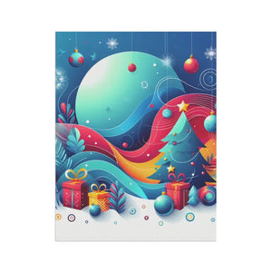 Festive Christmas Tree Banner Poly Poplin Canvas Decor - Dipaliz - Flags & Windsocks