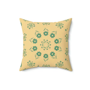 Polyester Square Pillow Green Flowers Yellow Bold Design Dipaliz - 16’’ × - Throw Pillows