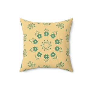 Polyester Square Pillow Green Flowers Yellow Bold Design Dipaliz - Throw Pillows