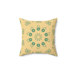 Polyester Square Pillow Green Flowers Yellow Bold Design Dipaliz - Throw Pillows