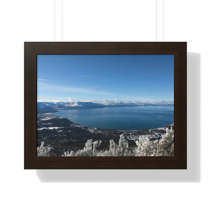 Elevate your Space: Stunning Lake Tahoe Framed Poster - 16″ × 12″ / Walnut