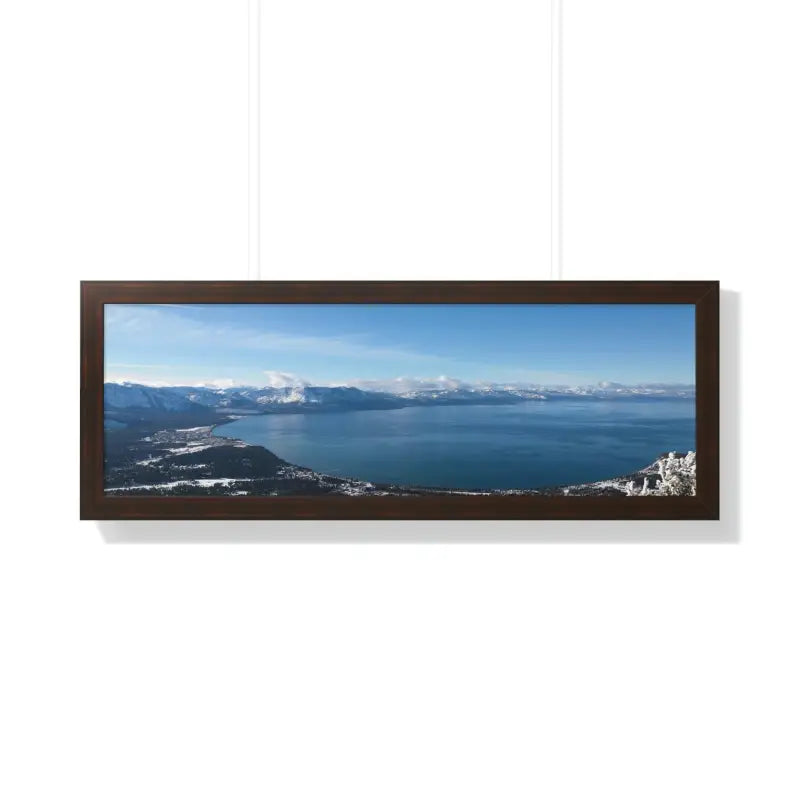 Elevate your Space: Stunning Lake Tahoe Framed Poster - 36″ × 12″ / Walnut