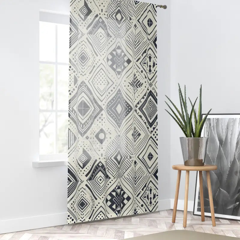 Transform your Space with Monochrome Geometric Curtains - Sheer / White / 50’’ × 84’’ Home Decor