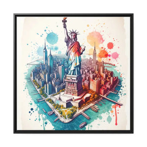 York City Map Matte Canvas Black Frame Wall Art - Dipaliz - 32’’ x (square) / 1.25’’ - Posters Prints & Visual Artwork