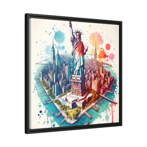 York City Map Matte Canvas Black Frame Wall Art - Dipaliz - Posters Prints & Visual Artwork