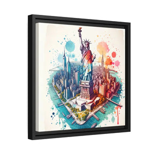 York City Map Matte Canvas Black Frame Wall Art - Dipaliz - Posters Prints & Visual Artwork