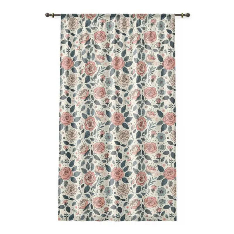 Transform your Home with Pastel Rose Flower Curtains - Sheer / White / 50’’ × 84’’ Decor