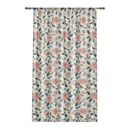 Transform your Home with Pastel Rose Flower Curtains - Sheer / White / 50’’ × 84’’ Decor