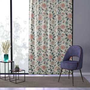 Dreamy Pastel Rose Flowers Curtains - Dipaliz - Sheer / White / 50’’ × 84’’