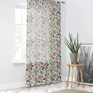 Dreamy Pastel Rose Flowers Curtains - Dipaliz - Sheer / White / 50’’ × 84’’