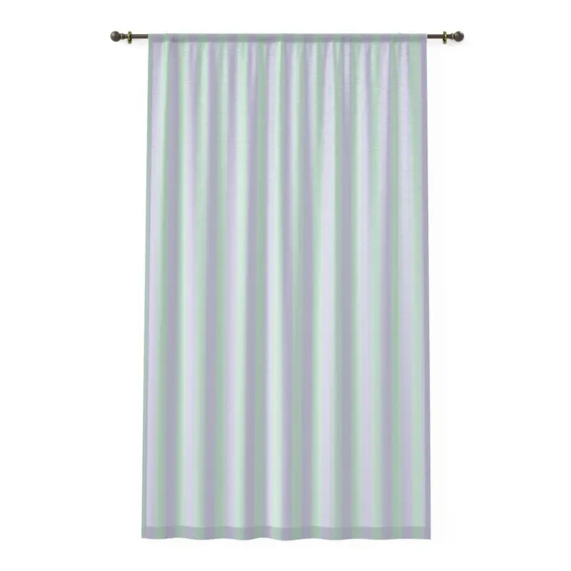 Pastel Teal Pink Stripes Curtains: Elevate your Decor! - Sheer / White / 50’’ × 84’’ Home Decor