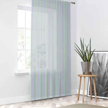 Pastel Teal Pink Stripes Curtains: Elevate your Decor! - Sheer / White / 50’’ × 84’’ Home Decor