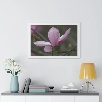 Pink Magnolia Framed Horizontal Poster: Elegance in Every Size! - Poster