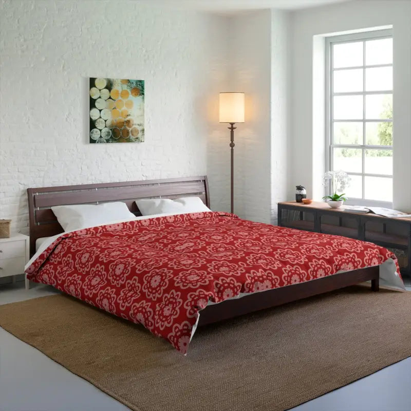 Transform your Space with a Red Floral Abstract Blanket - 104’’ × 88’’ Home Decor