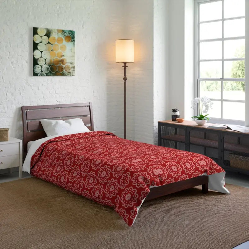 Transform your Space with a Red Floral Abstract Blanket - 68’’ × 88’’ Home Decor