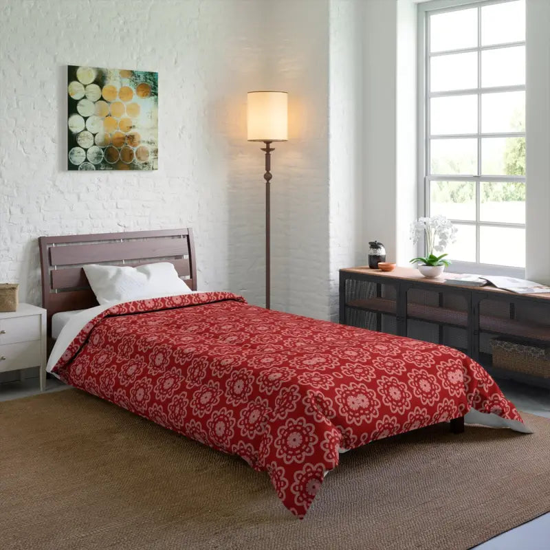 Transform your Space with a Red Floral Abstract Blanket - 68’’ × 92’’ Home Decor