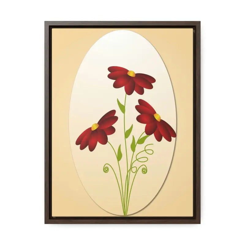 Red Flowers Gallery Canvas Wraps: Elevate your Space - 12″ x 16″ / Premium Wraps (1.25″) / Walnut