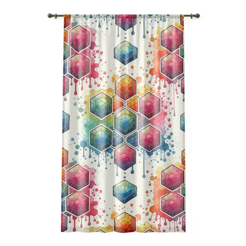 Chic Geometrical Pattern Window Curtain for Homes - Sheer / White / 50’’ × 84’’ Home Decor