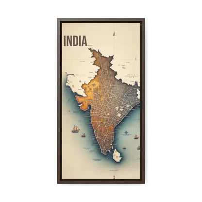 Elevate your Space with Vintage India Gallery Canvas Wrap - 10″ x 20″ / Premium Wraps (1.25″) / Walnut