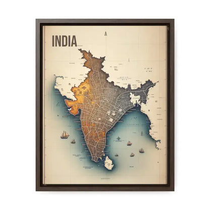 Elevate your Space with Vintage India Gallery Canvas Wrap - 11″ x 14″ / Premium Wraps (1.25″) / Walnut