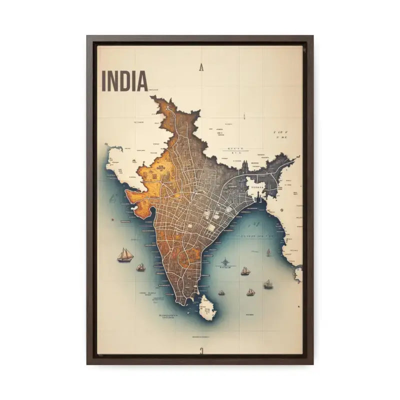 Elevate your Space with Vintage India Gallery Canvas Wrap - 12″ x 18″ / Premium Wraps (1.25″) / Walnut