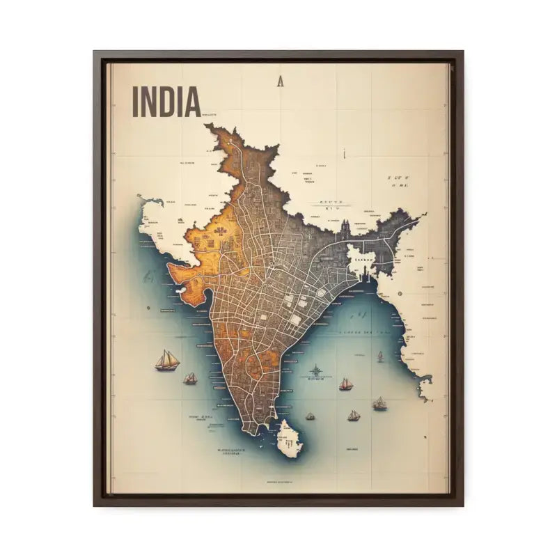 Elevate your Space with Vintage India Gallery Canvas Wrap - 16″ x 20″ / Premium Wraps (1.25″) / Walnut