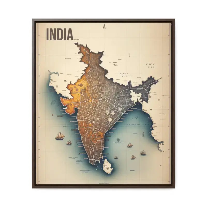 Elevate your Space with Vintage India Gallery Canvas Wrap - 20″ x 24″ / Premium Wraps (1.25″) / Walnut