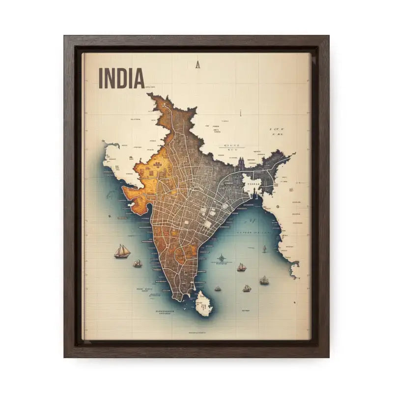 Elevate your Space with Vintage India Gallery Canvas Wrap - 8″ x 10″ / Premium Wraps (1.25″) / Walnut