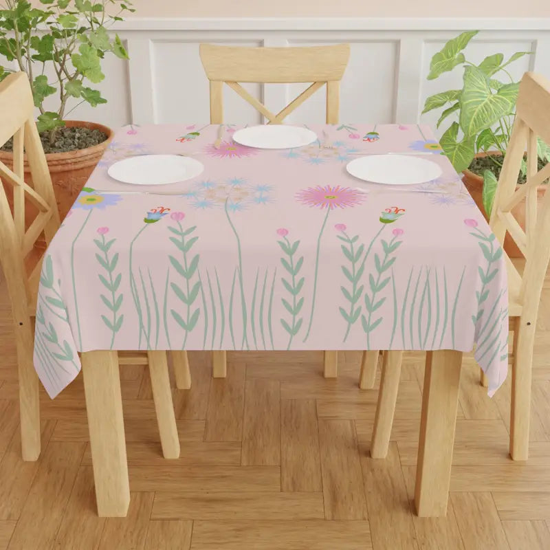 Blossom your Dining Experience with a Pink Tablecloth - one Size / White Home Decor