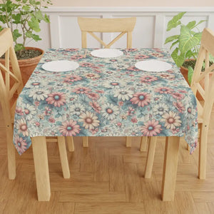 Pink Tablecloth Pastel Floral Pattern One-sided Print - Dipaliz - one Size / White - Tablecloths