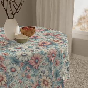 Pink Tablecloth Pastel Floral Pattern One-sided Print - Dipaliz - one Size / White - Tablecloths