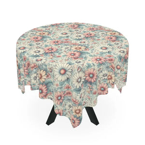 Pink Tablecloth Pastel Floral Pattern One-sided Print - Dipaliz - one Size / White - Tablecloths