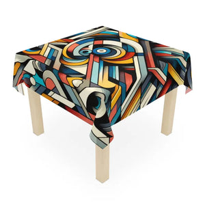 Home Decor - Colorful Geometric Pattern Tablecloth - Bold Dining - Dipaliz one Size / White