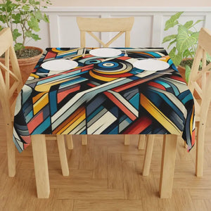 Home Decor - Colorful Geometric Pattern Tablecloth - Bold Dining - Dipaliz one Size / White