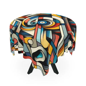 Home Decor - Colorful Geometric Pattern Tablecloth - Bold Dining - Dipaliz one Size / White