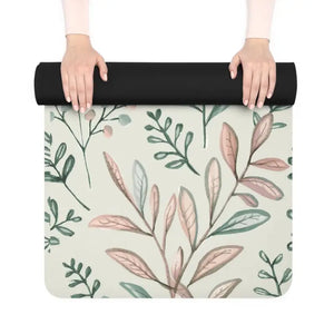 Rubber Yoga Mat - Vibrant Foliage Pattern Energy Boost - Dipaliz - 24” x 68” - Bags & Straps