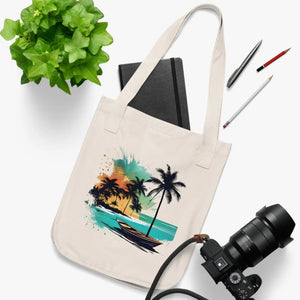 Vibrant Beach and Palm Trees Canvas Tote Bag - Dipaliz - Bags