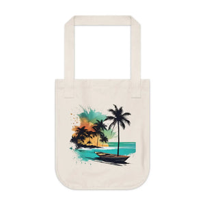 Vibrant Beach and Palm Trees Canvas Tote Bag - Dipaliz - Bags