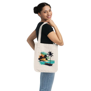 Vibrant Beach and Palm Trees Canvas Tote Bag - Dipaliz - Bags