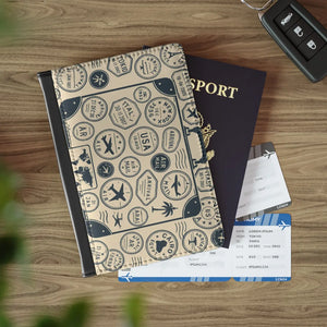 Designer Travel Stamp Faux Leather Passport Cover - Dipaliz - 3.9’’ x 5.8’’ / Black - Accessories