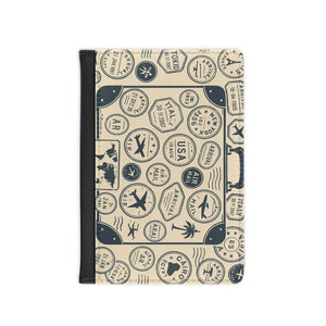 Designer Travel Stamp Faux Leather Passport Cover - Dipaliz - 3.9’’ x 5.8’’ / Black - Wallets