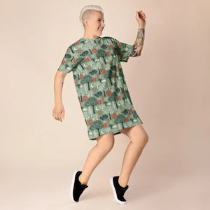 Tree Pattern Dress – Comfortable Oversize Fit - Dipaliz - Dresses - Xs
