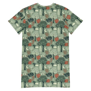 Dresses - Tree Pattern Comfortable Oversize Fit T-shirt Dress - Dipaliz