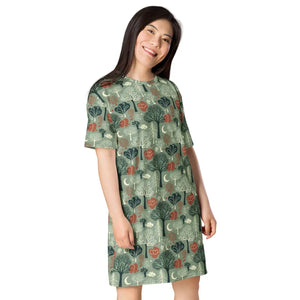 Tree Pattern Dress – Comfortable Oversize Fit - Dipaliz - Dresses - Xs