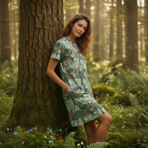 Tree Pattern Dress – Comfortable Oversize Fit - Dipaliz - Dresses - Xs