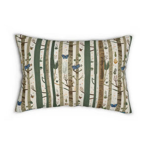 Trees & Butterflies Lumbar Pillow - Nature’s Comfy Touch - Dipaliz - 20’’ × 14’’ - Pillows