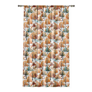 Autumn Trees Window Curtain - Cozy Home Decor - Dipaliz - Sheer / White / 50’’ × 84’’ - Curtains
