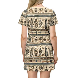 Stylish Trees Pattern T-shirt Dress - Nature Inspired Fashion - Dipaliz - Dresses